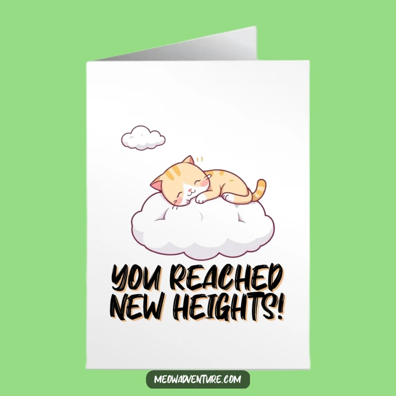 Free Printable Funny Congrats Card: Sleepy Cloud Cat - Downloadable Humorous Relief