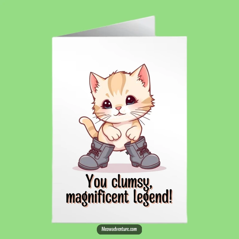 Free Printable Kitten Boots Congrats Card - Whimsical & Funny Downloadable Gift!