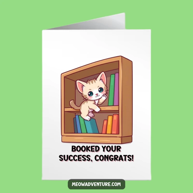 Free Printable Kitten Congrats Card: Climbing to Success, Funny Downloadable Gift