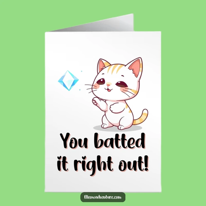 Free Printable Congrats Card: Cat Gem Play, Humorous Downloadable Gift!