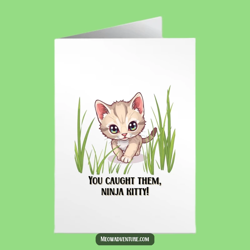 Free Printable Congrats Card: Stealthy Kitten, Cunning Downloadable Greeting for Achievements