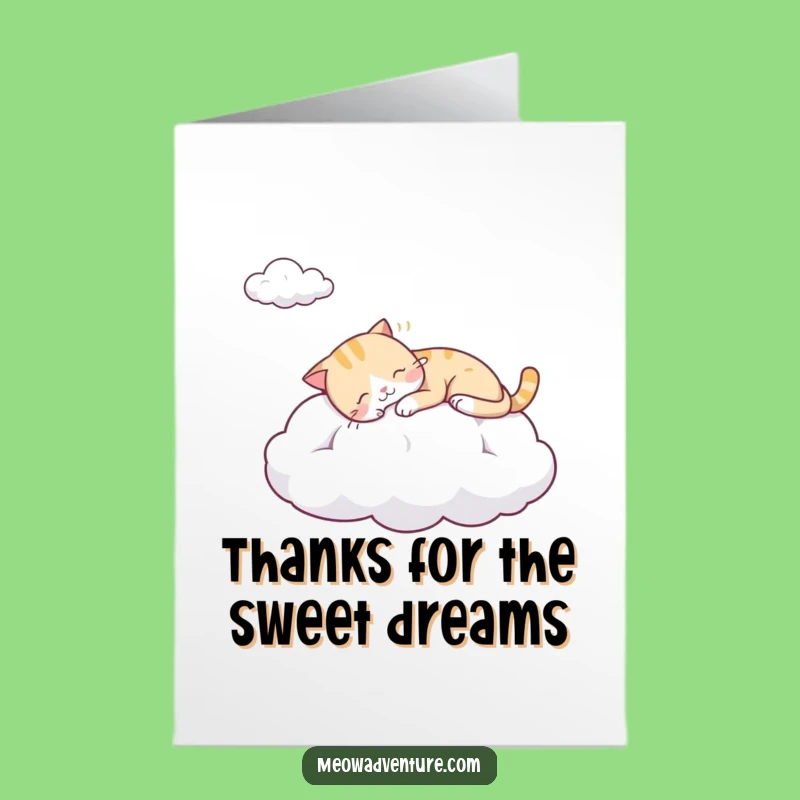 Free Printable Funny Thank You Card: Sleepy Cloud Cat - Downloadable Grateful Rest