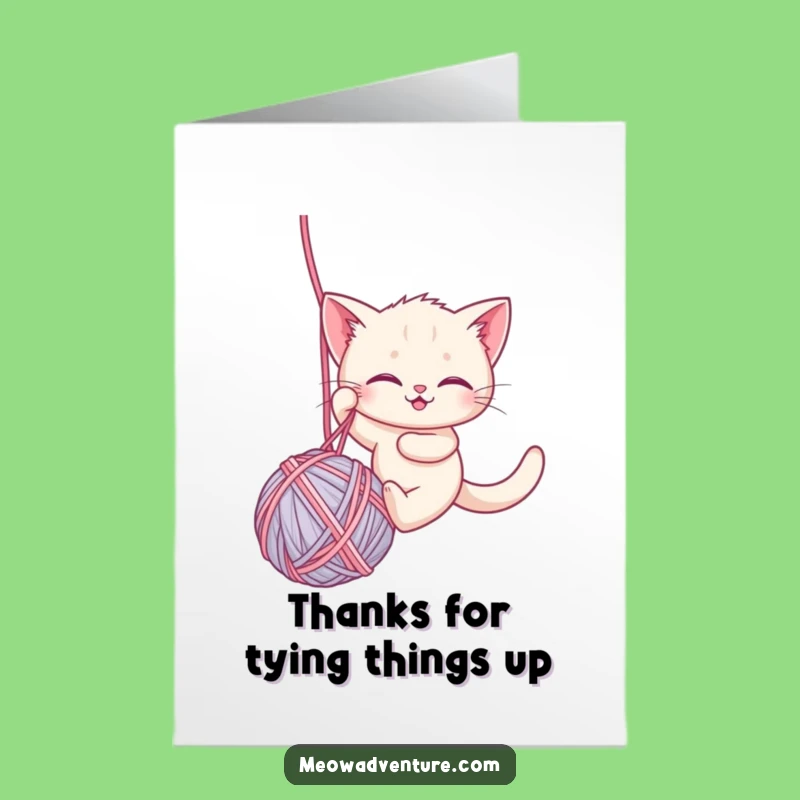 Free Printable Thank You Card: Brave Kitten Yarn Rappel, Funny Downloadable Gift