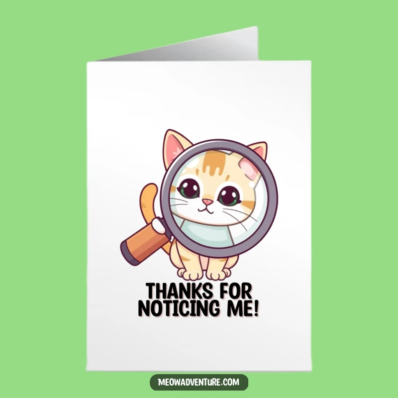 Free Printable Thank You Card: Curious Cat Investigating Gratitude - Fun Downloadable