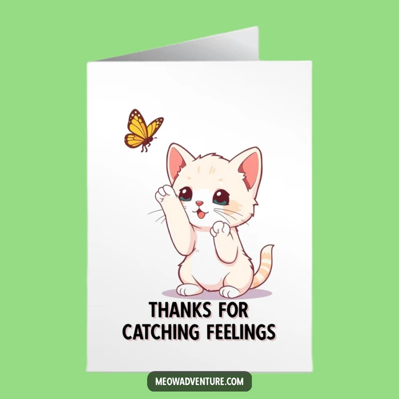 Thank You Kitten Butterfly Card - Free Printable Playful Downloadable Gift!