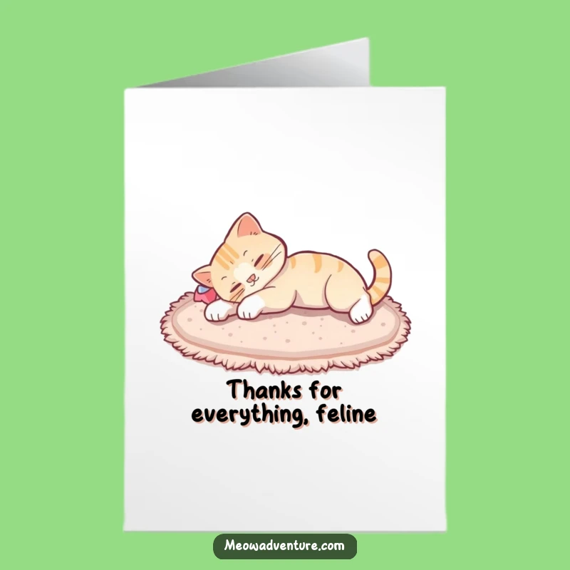 Free Printable Thank You Card: Cozy Cat Stretching Offers Hilarious Appreciation, Downloadable Gratitude