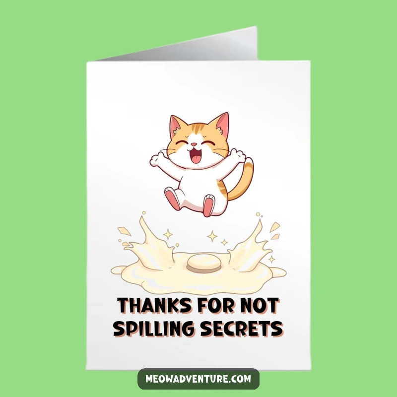 Free Printable Thank You Card: Determined Cat Milk Leap - Funny Downloadable Gift