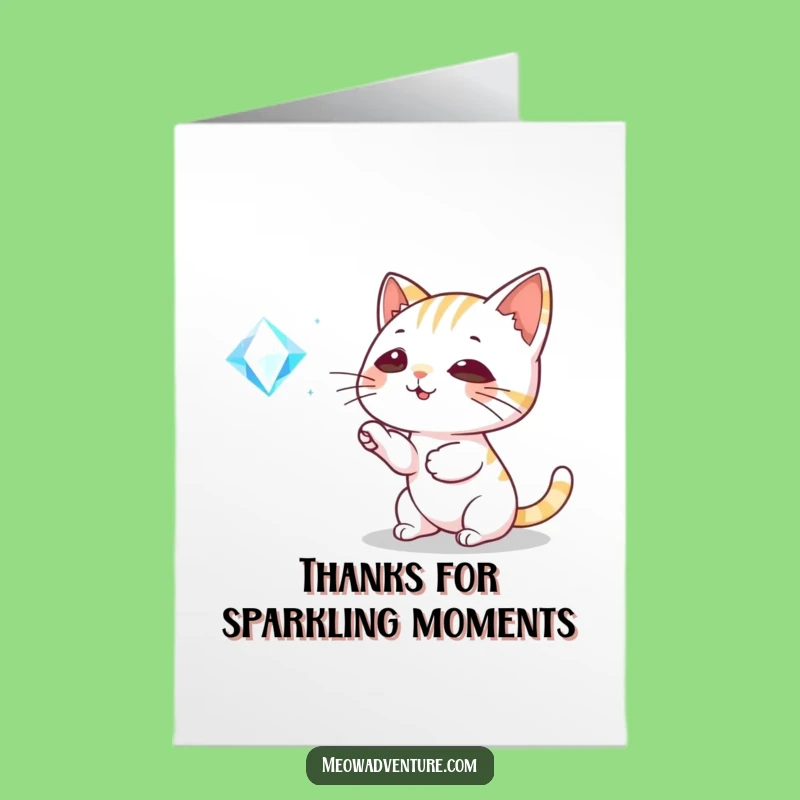 Free Printable Thank You Card: Cat Gem Play, Funny Downloadable Gift!