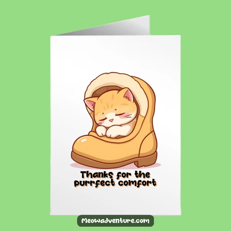 Free Printable Thank You Card: Sleepy Cat Boot Cozy Thanks DIY Gift