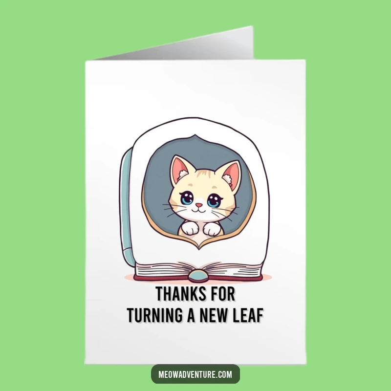 Free Printable Thank You Card: Curious Cat Bookworm - Funny Downloadable Gift