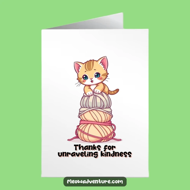 Free Printable Thank You Card: Kitten Yarn Effort Funny Downloadable Greeting