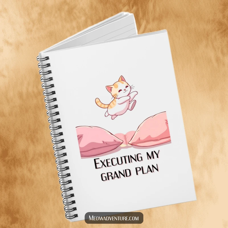 Funny Cat Notebook: A lined notebook featuring a funny drawing of a cat performing an impressive leap.