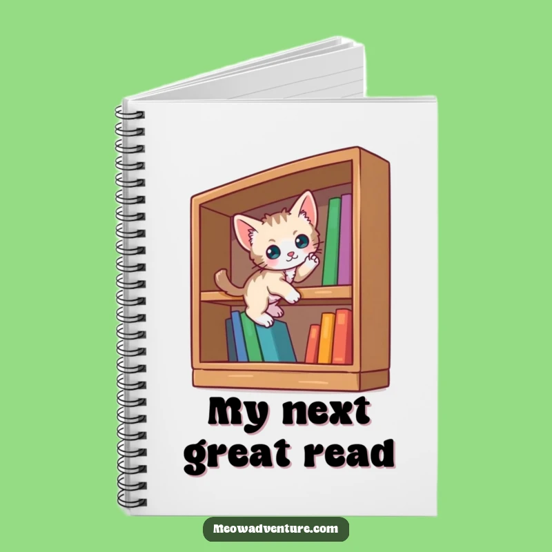 Funny Curious Kitten Notebook: Bookshelf Scaling - Jot Down Your Literary Adventures!