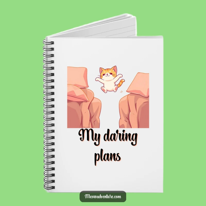 Funny Adventurous Cat Cushion Leap Notebook: Jot Down Bold Ideas