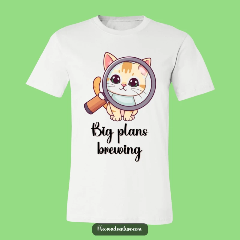 Funny Curious Cat Magnifying Glass T-Shirt: Seek Fun in Style