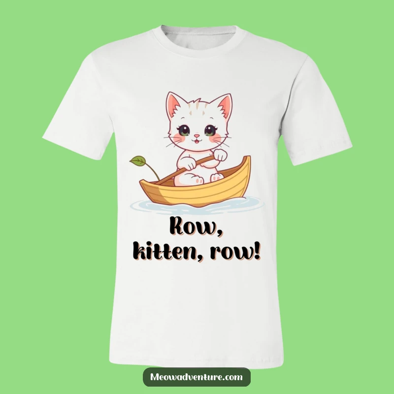Funny Kitten Boat T-Shirt - Adventurous Leaf Row Tee, Great Gift