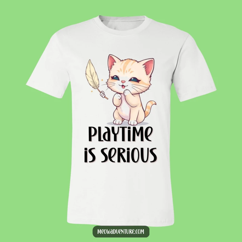 Funny Mischievous Kitten Feather T-Shirt: Playful Cat Tee, Great Humorous Gift