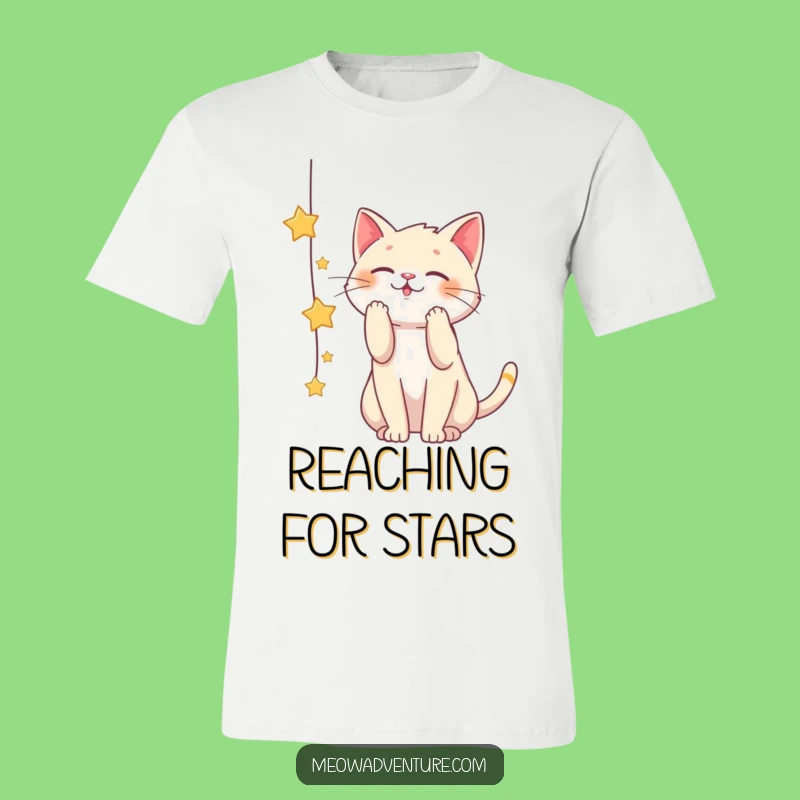 Funny Playful Cat Star String T-Shirt: Chase Your Dreams in Style