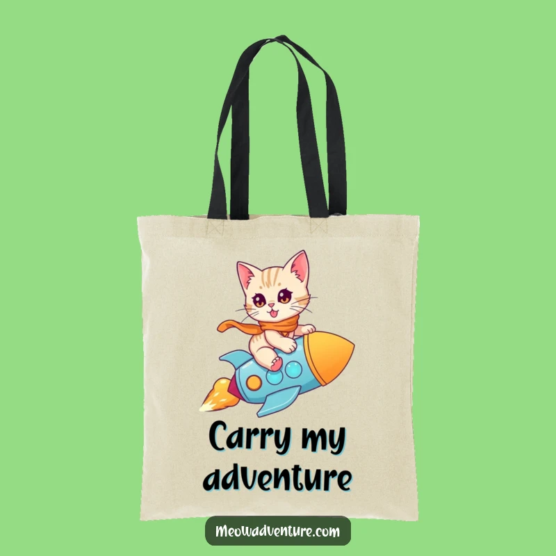 Funny Kitten Rocket Tote Bag: Carry Your Adventure Gear in Style