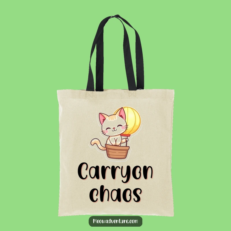 Funny Mischievous Cat Hot Air Balloon Tote Bag: Carry Your Adventures