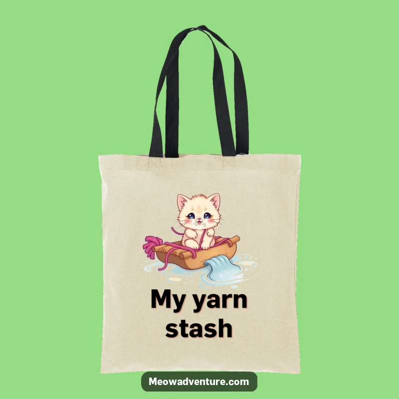 Cute Funny Yarn Raft Kitten Tote Bag Carry Your Essentials Funny Gift