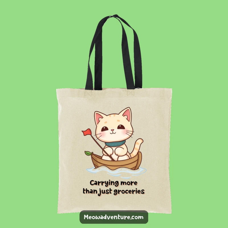 Funny Cat Leaf Boat Tote Bag: Spacious and Hilarious Sailing Kitty Carry-All Bag