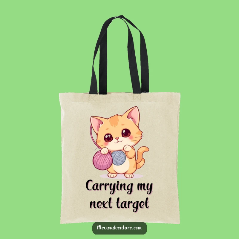 Funny Cat Yarn Ball Tote Bag: Carry Your Curiosity, Practical Funny Gift for Shoppers