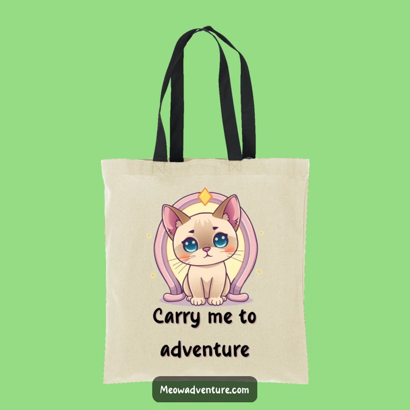 Funny Curious Siamese Cat Portal Tote Bag: Carry Your Curiosity with this Magical Design