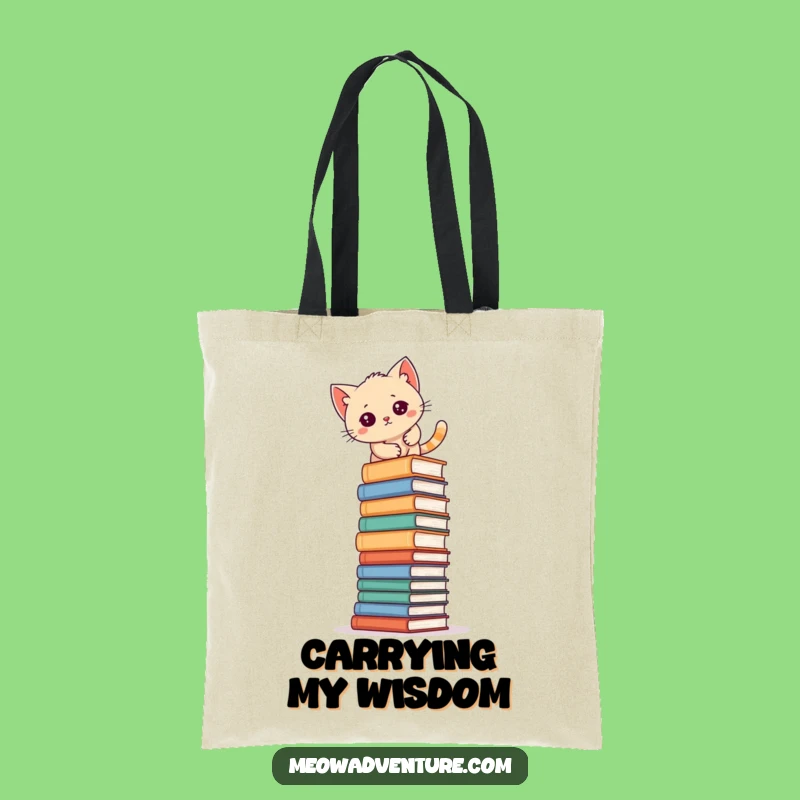 Funny Kitten Book Climbing Tote Bag: Hilarious Library Bag for Carrying Your Literary Treasures