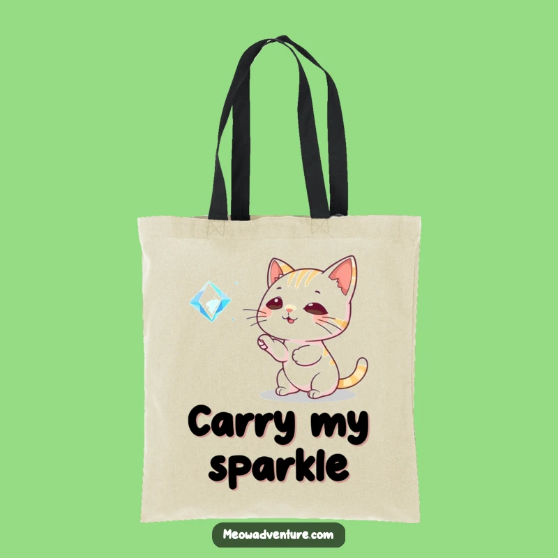 Funny Playful Cat Gem Tote Bag: Carry Your Treasures with Sparkle
