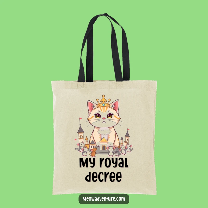 Funny Regal Cat King Tote Bag - Carry Your Kingdom with Pride!