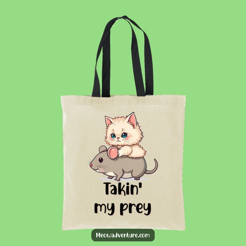 Funny Persian Cat Mouse Ride Tote Bag: Carry Your Fun with this Cute Feline Design